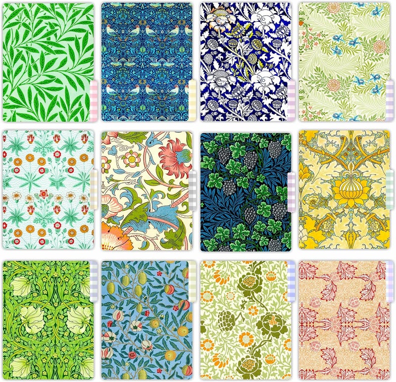 PARTH IMPEX 12 Pack William Morris Decorative File Folders, 1/3 Cut Tab with Assorted Positions, Letter Size Paper Holders (9.75” x 11.75”) Matte Finish Laminated for Office School Work - Image 4